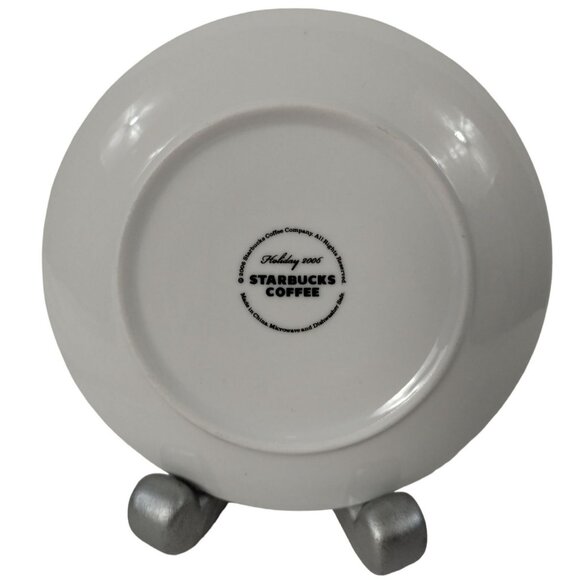 Starbucks Coffee Topiary Tree Snowman Holiday 6 in Snack Plates 4 Pieces 2006 - Picture 6 of 6